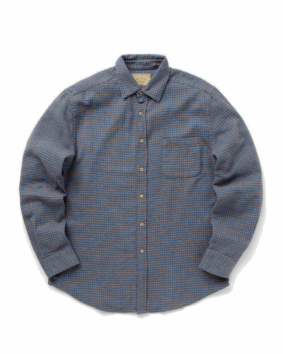 Photo: Portuguese Flannel Abstract Pied Poule Blue - Mens - Longsleeves