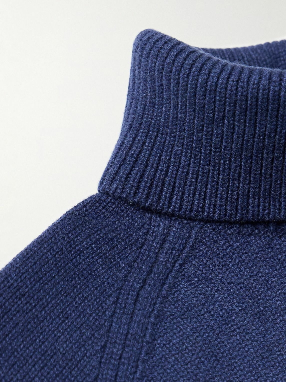 Brunello Cucinelli - Intarsia-Knit Cashmere Rollneck Sweater - Blue