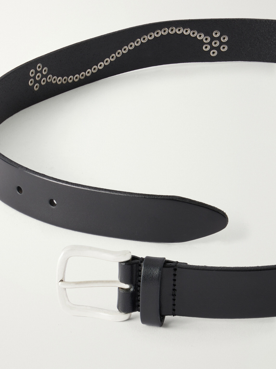 Anderson's - 3.5cm Studded Leather Belt - Black