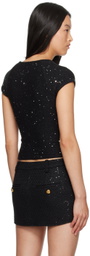 GUIZIO Black Miki Sequin Knit T-shirt