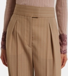 Valentino Pinstripe pleated wool wide-leg pants