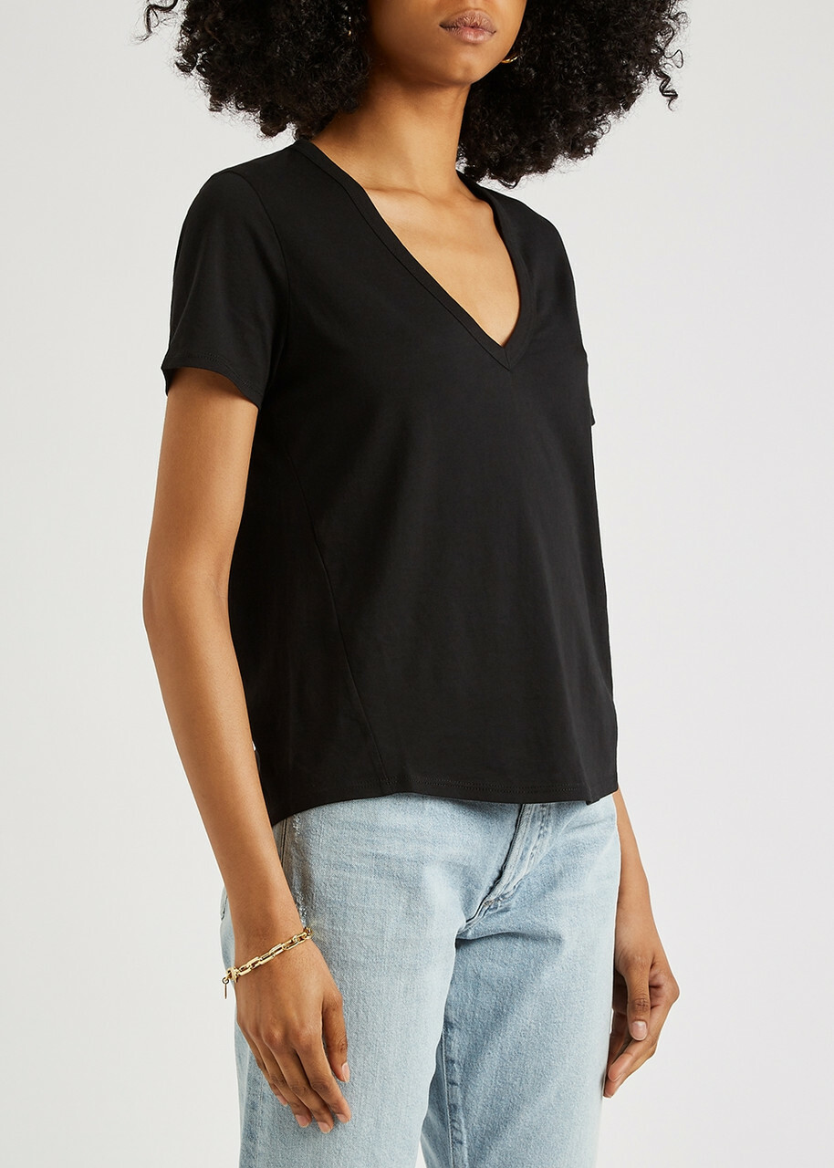 Veronica Beard Top Cindy SS Veck T-shirt Black