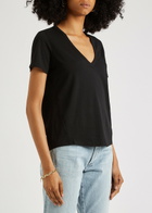 Veronica Beard Top Cindy SS Veck T-shirt Black