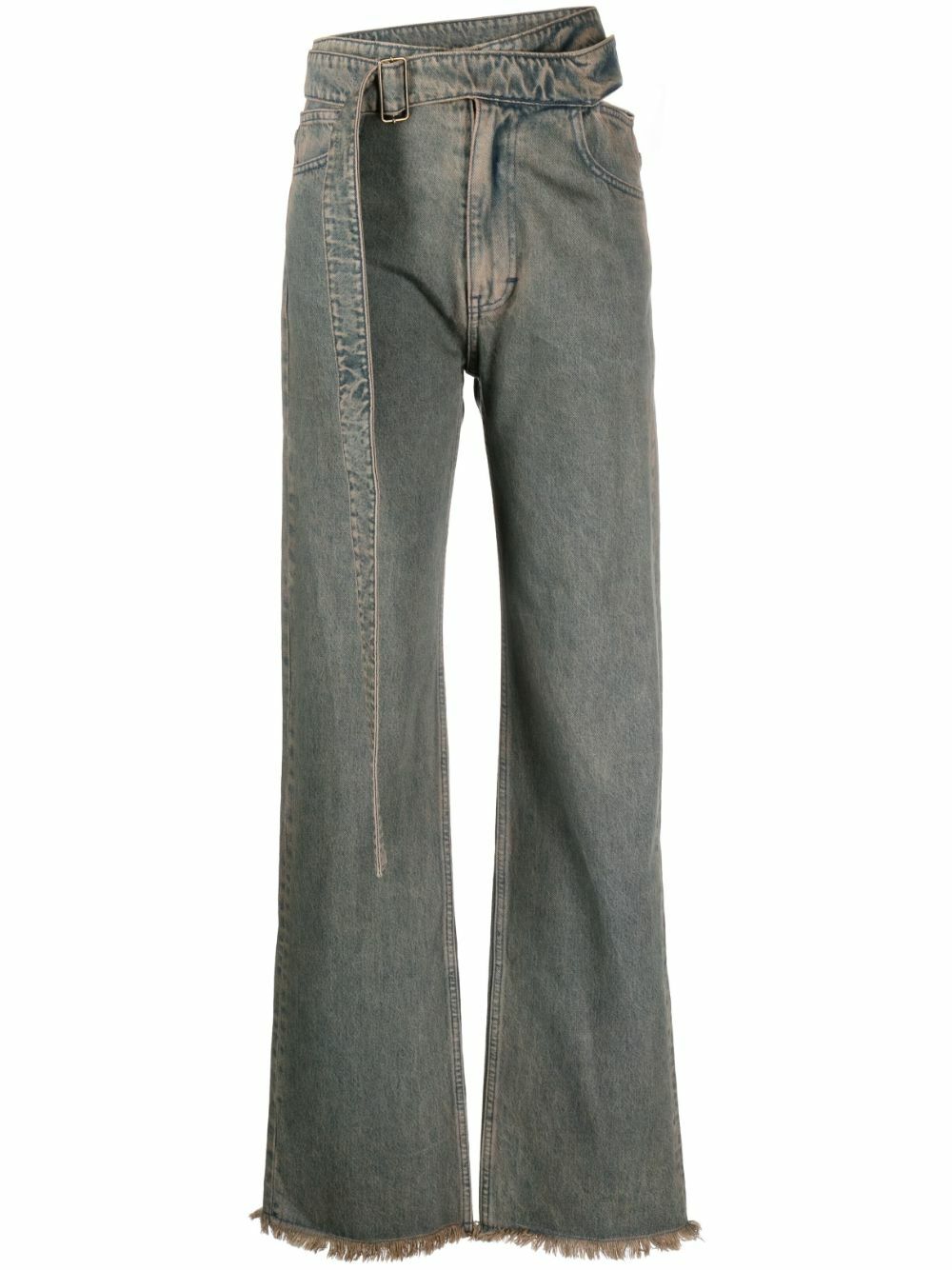 Jade Cropper Grey Cut-Out Straight-Leg Jeans