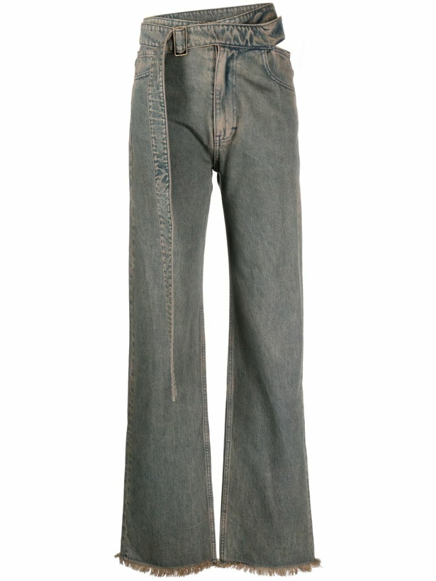 Photo: Jade Cropper Grey Cut-Out Straight-Leg Jeans