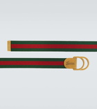 Gucci Gucci Script Web Stripe canvas belt