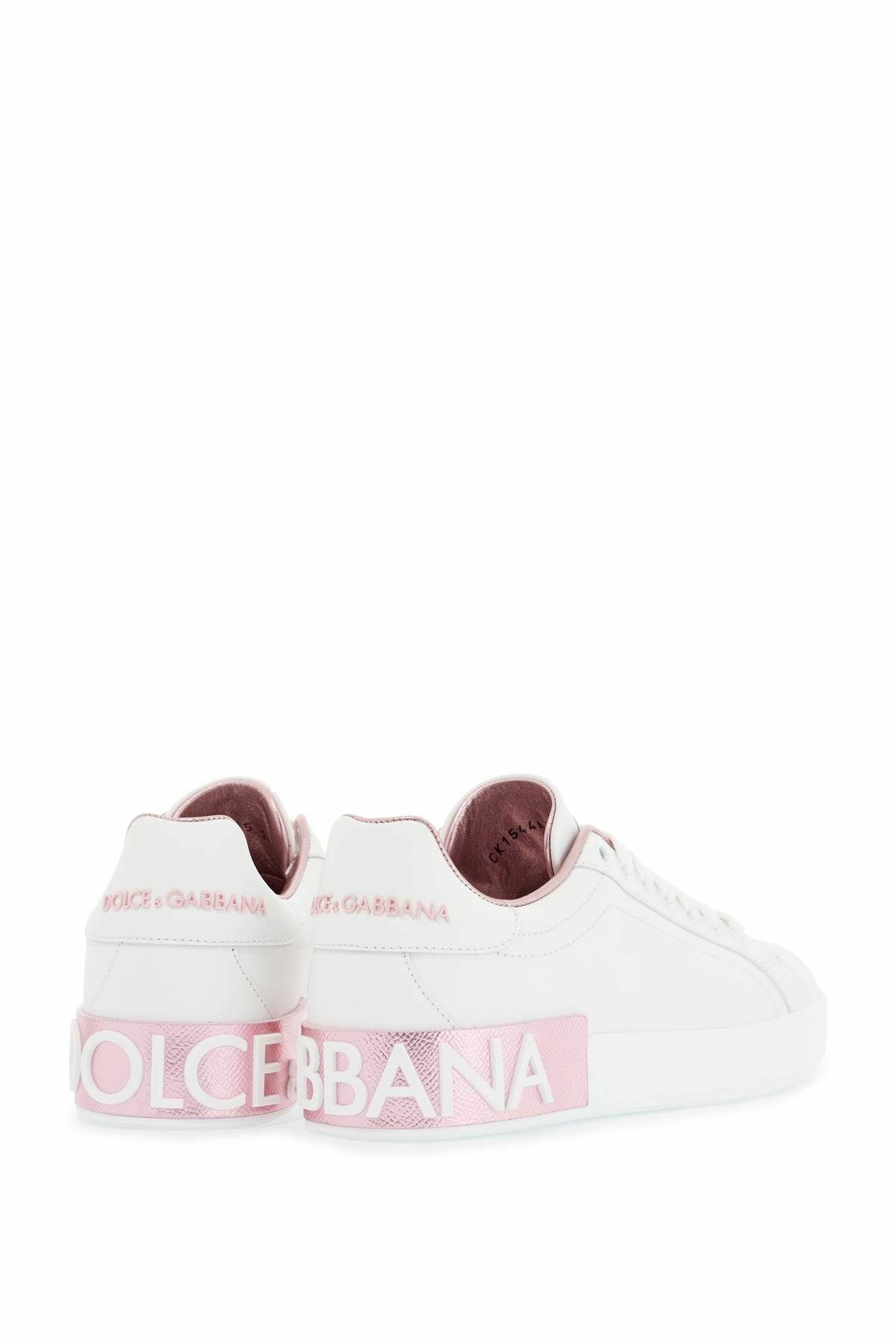 Dolce & Gabbana White Pink Leather Low Top Sneakers Shoes