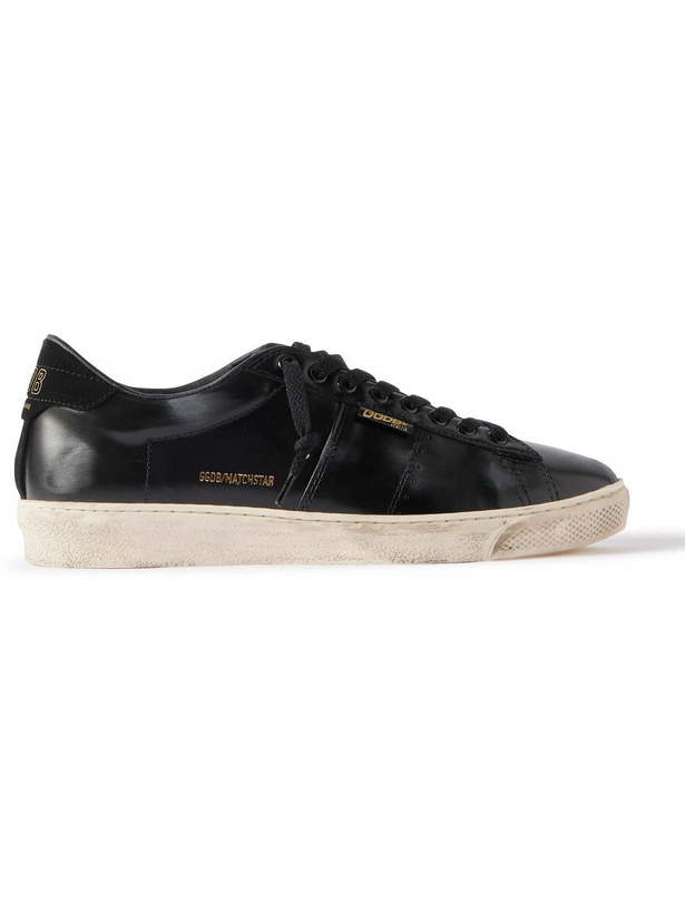 Photo: Golden Goose - Matchstar Suede-Trimmed Distressed Glossed-Leather Sneakers - Black