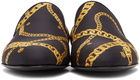 Versace Black 'La Greca' Chain Slippers