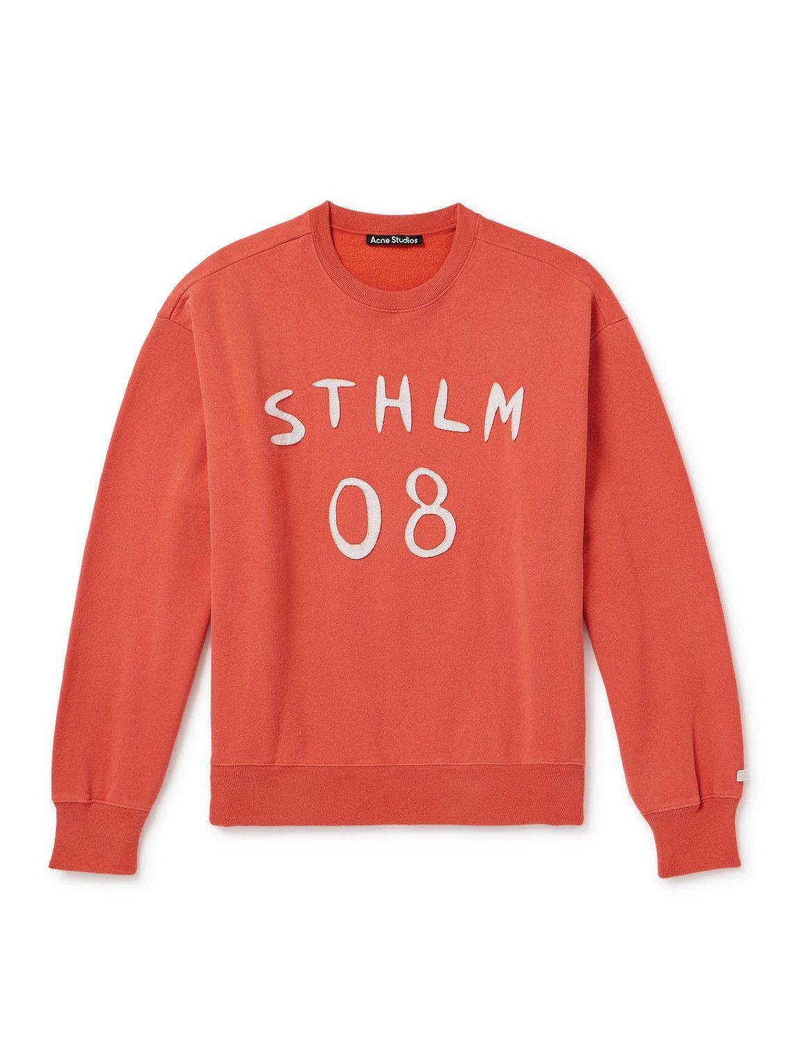 Photo: Acne Studios - Appliquéd Cotton-Jersey Sweatshirt - Orange