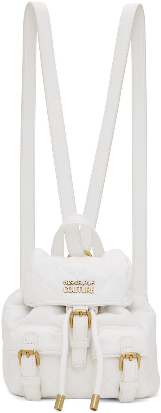 Versace Couture White Quilted Faux-Leather Backpack Versace