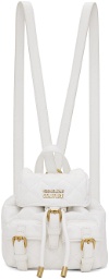 Versace Jeans Couture White Quilted Faux-Leather Backpack