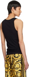 Versace Underwear Black Logo Ribbed Tank Top
