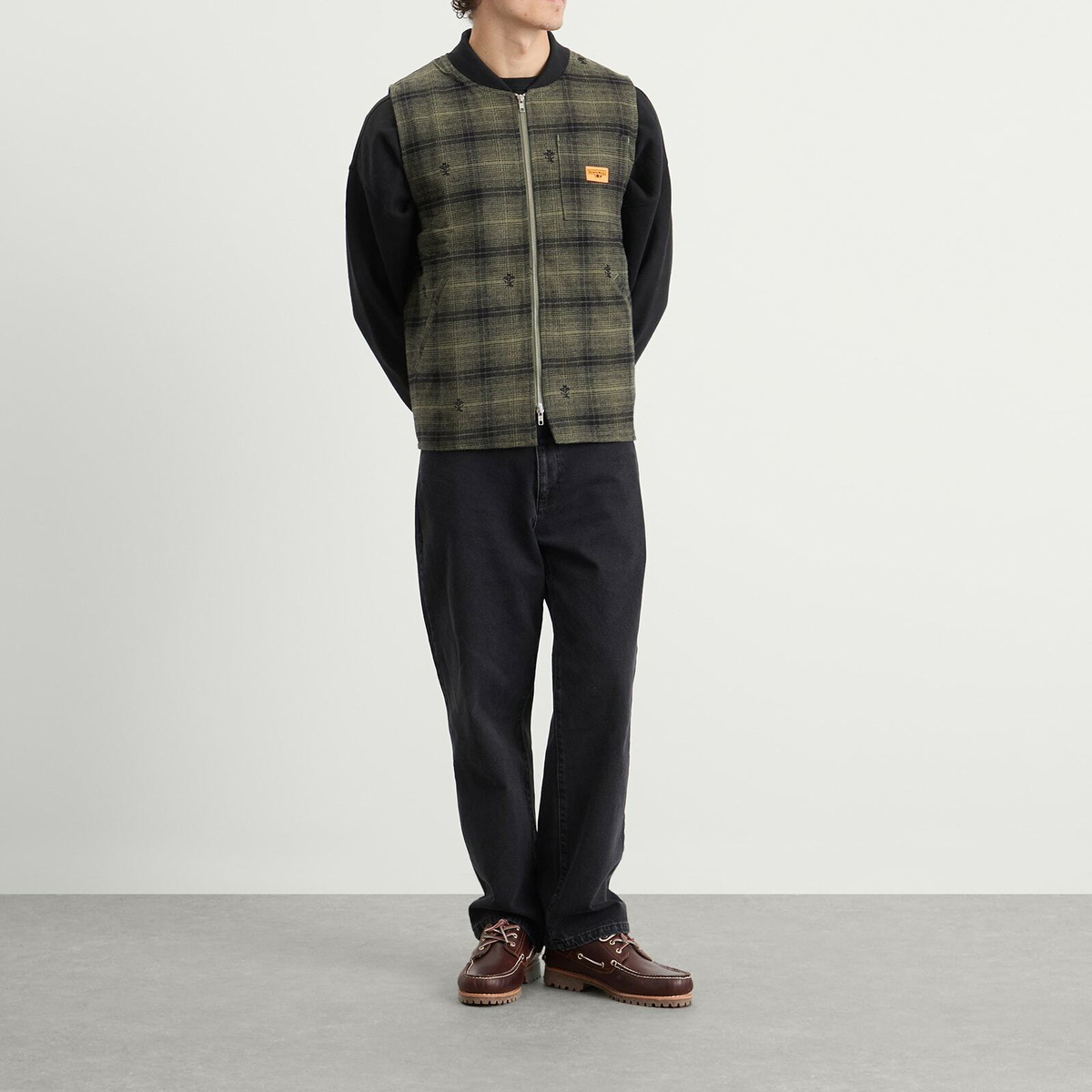 Service Works Men's Thistle Plaid Work Vest in Olive Service Works