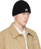 Marine Serre Black Moon Logo Knit Beanie