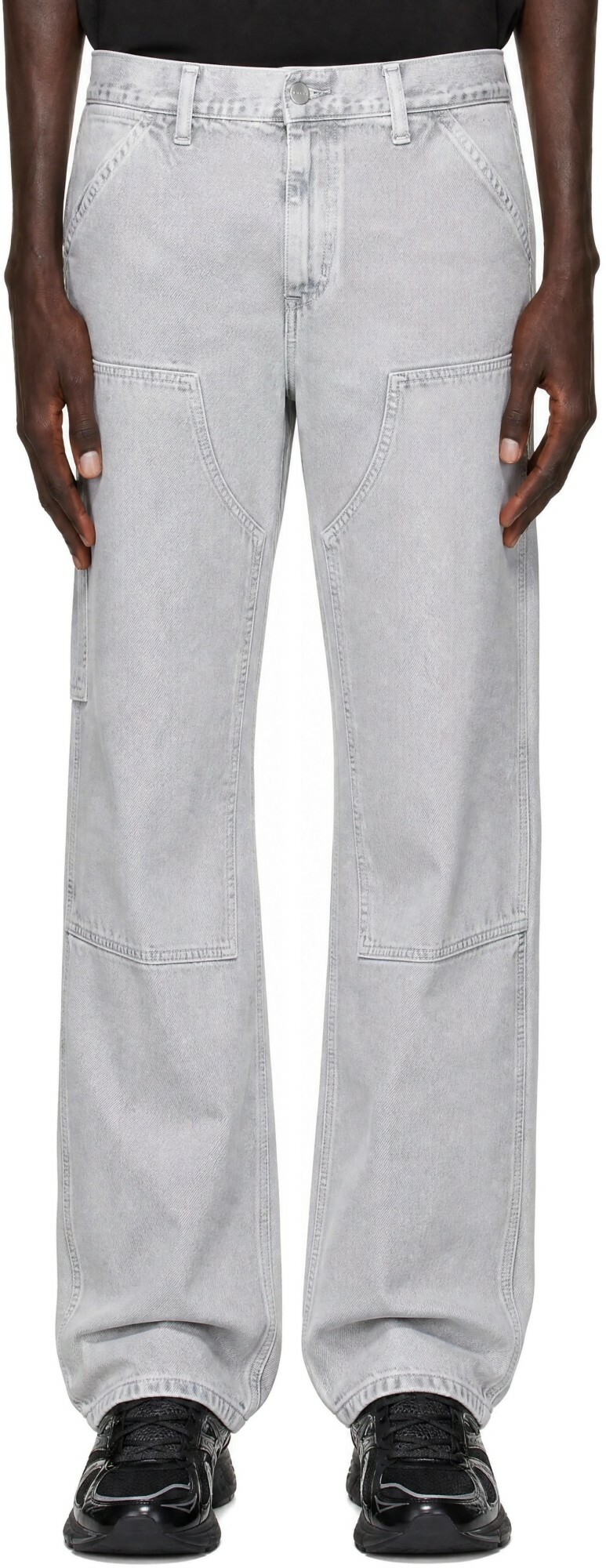 Carhartt Work In Progress Gray Double Knee Denim Trousers