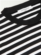 Maison Kitsuné - Logo-Appliquéd Striped Cotton-Jersey T-Shirt - Black