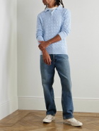 Polo Ralph Lauren - Cable-Knit Cashmere Polo Shirt - Blue