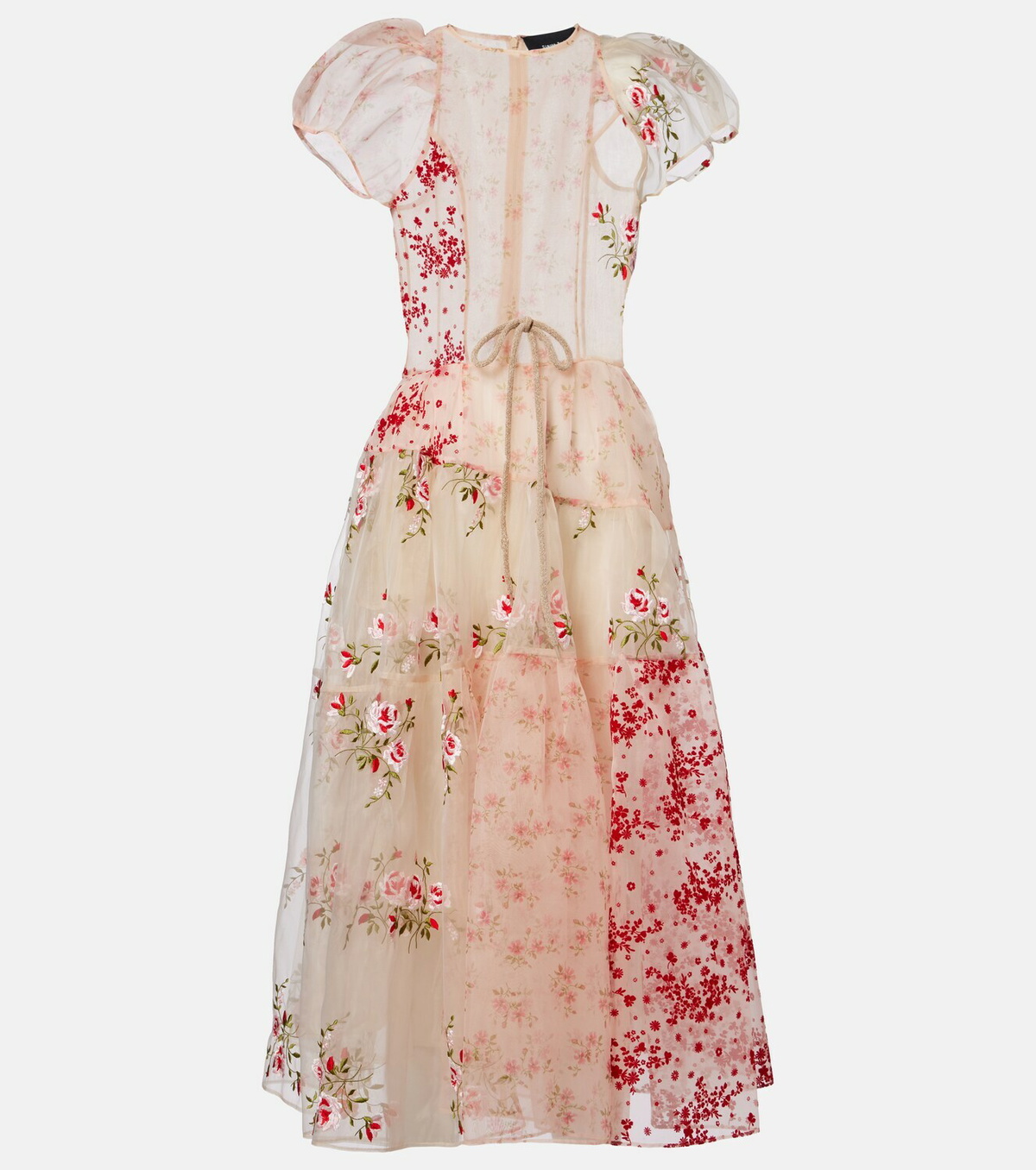 Simone Rocha Patchwork sheer organza midi dress