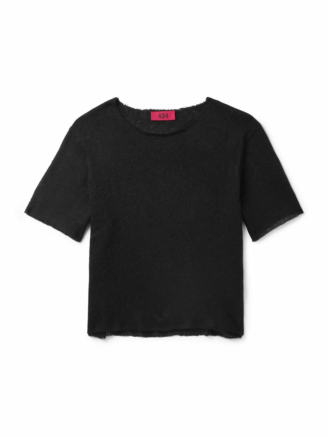 424 - Cropped Alpaca-Blend T-Shirt - Black