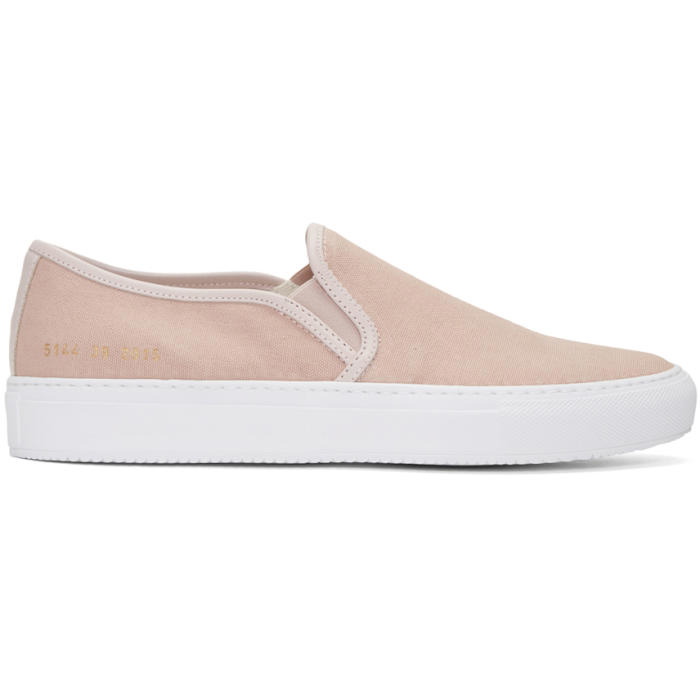 Photo: Common Projects Pink Canvas Tournament Slip-On Sneakers