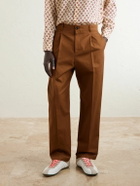 Valentino Garavani - Straight-Leg Cotton-Gabardine Trousers - Brown