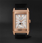 Jaeger-LeCoultre - Casa Fagliano Reverso Tribute Calendar Limited Edition Hand-Wound 29.9mm 18-Karat Rose Gold and Leather Watch, Ref. No. - Neutrals