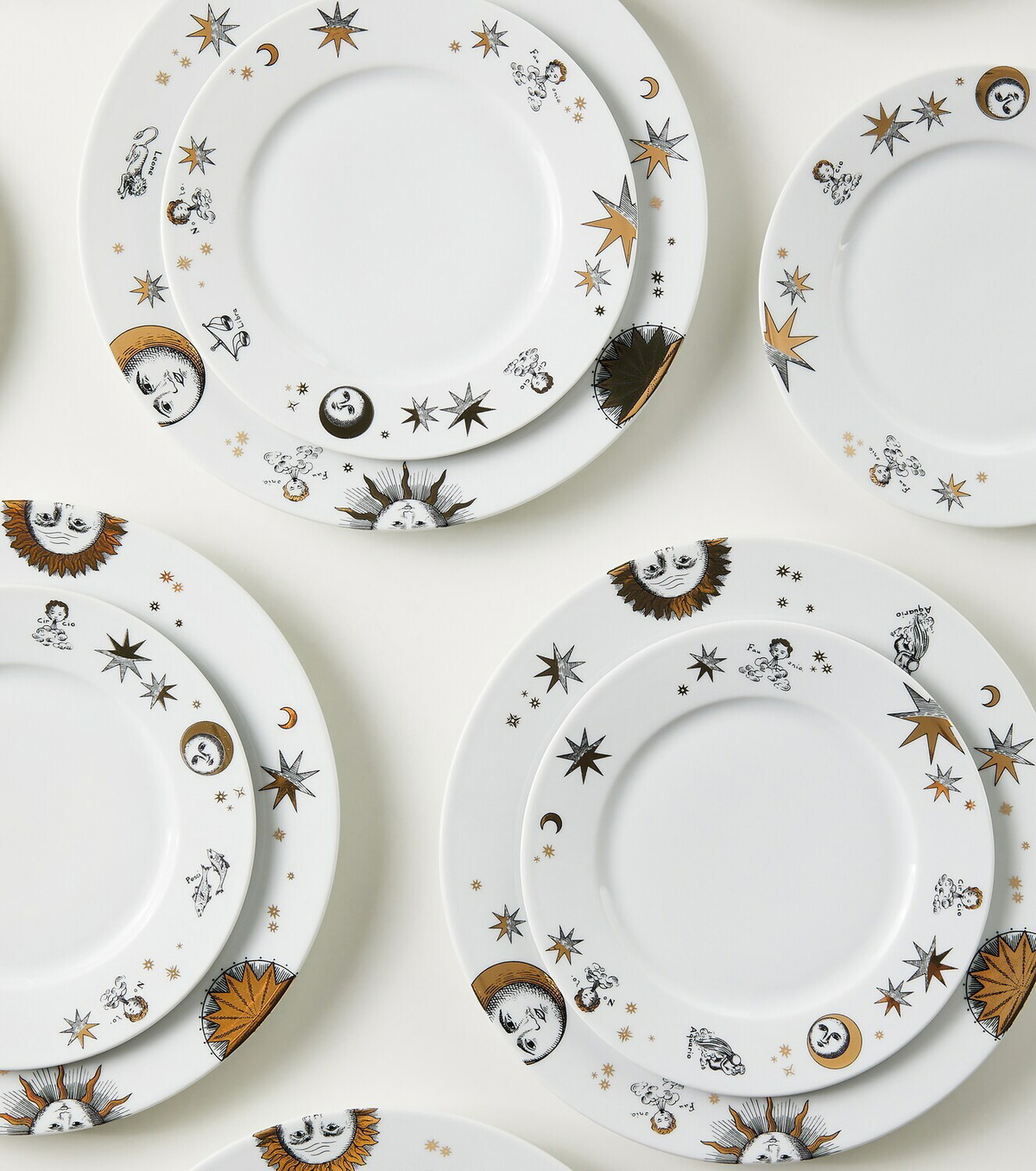 Fornasetti Astronomici set of 12 porcelain dinner plates