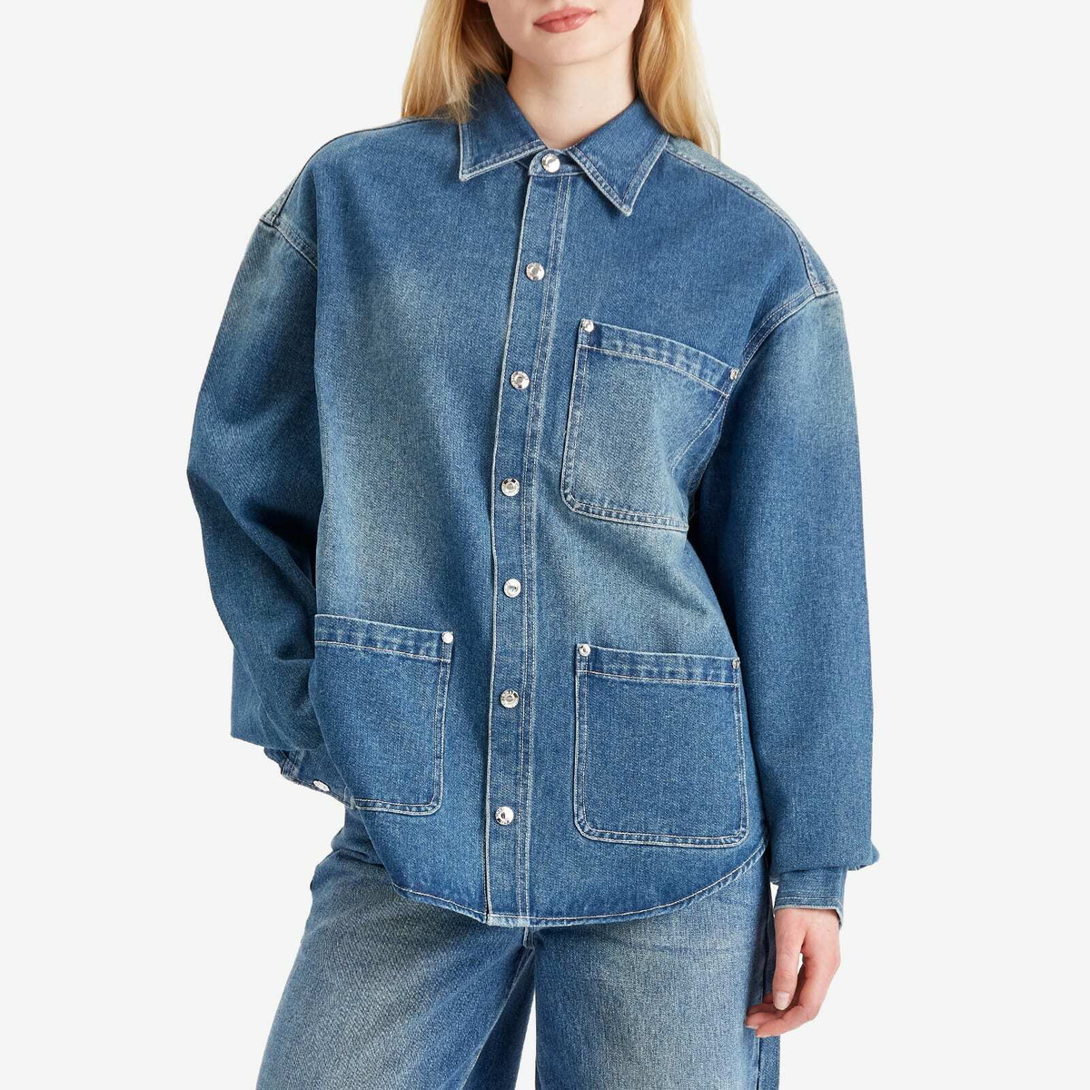 House Of Sunny Women's Take a Trip Denim Shirt in Blue Wash