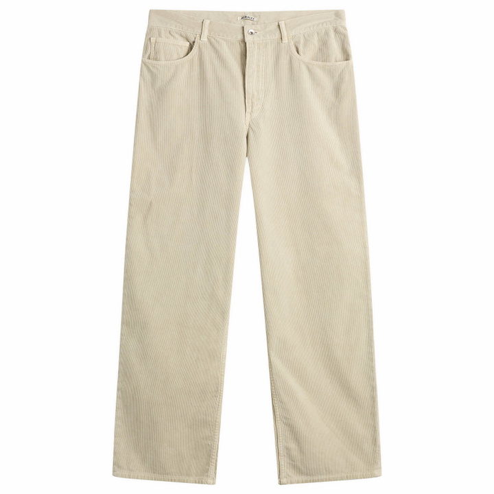 Photo: Auralee Men's Garment-Dyed Corduroy Wide Pants in White Khaki