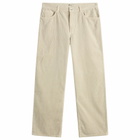 Auralee Men's Garment-Dyed Corduroy Wide Pants in White Khaki