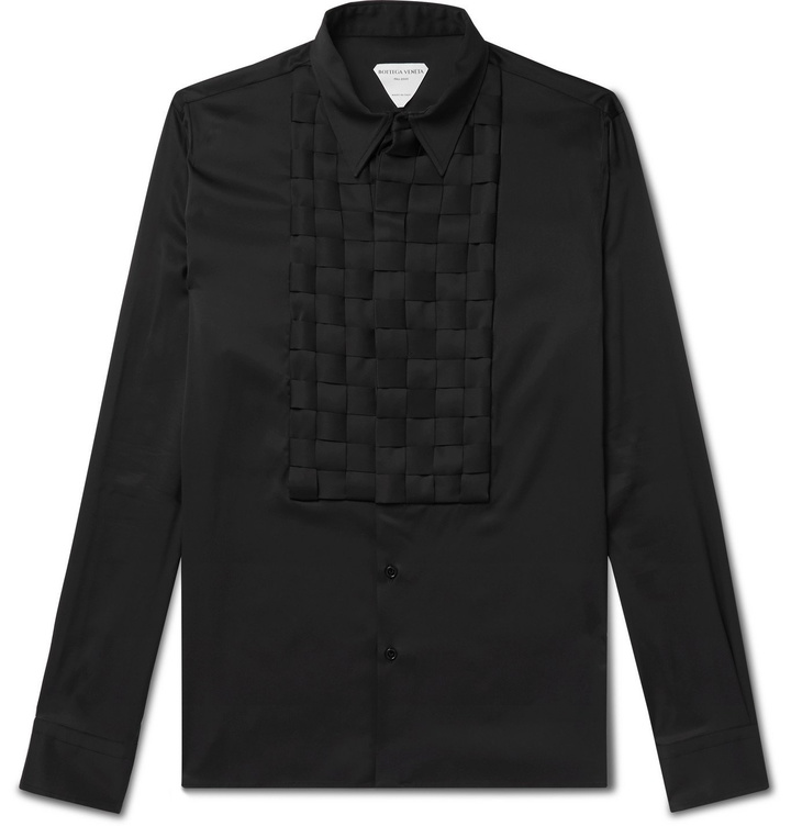 Photo: Bottega Veneta - Intrecciato Satin Shirt - Black