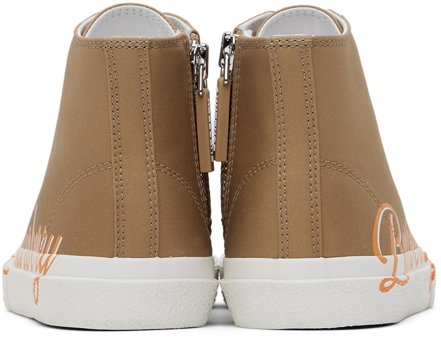 Burberry Kids Beige Logo Script Sneakers