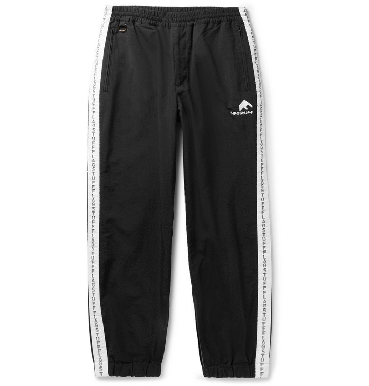 Photo: Flagstuff - Logo-Embroidered Tapered Striped Shell Sweatpants - Men - Black