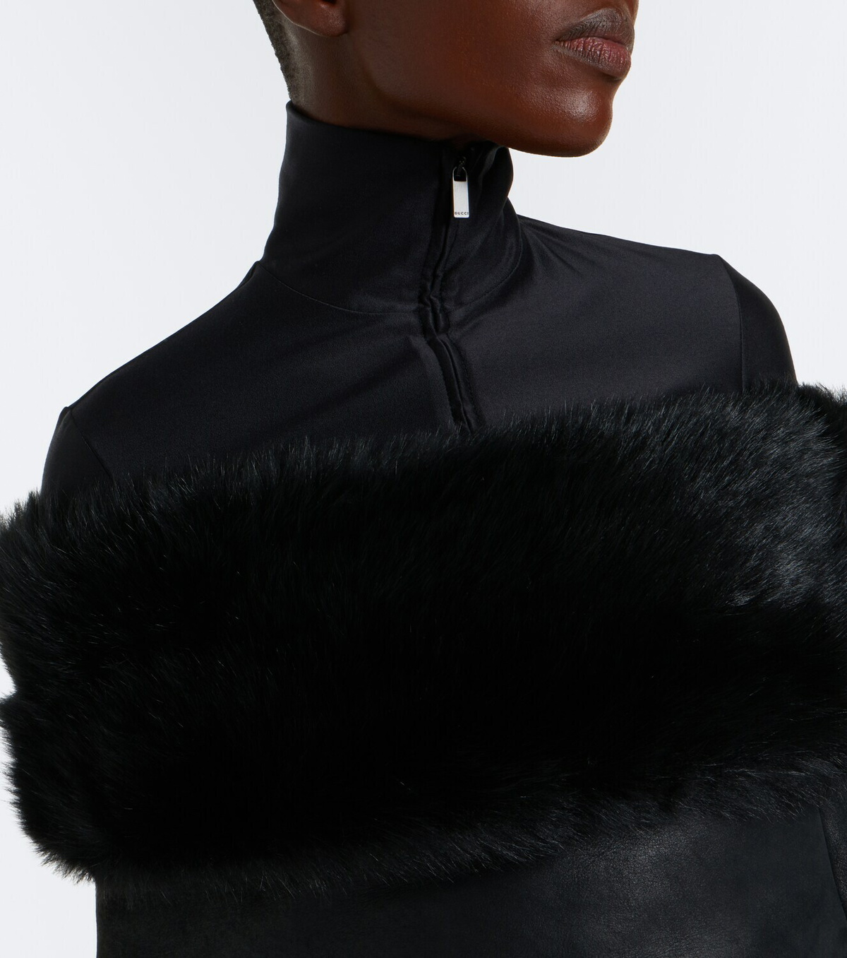 Gucci Off-shoulder shearling crop top