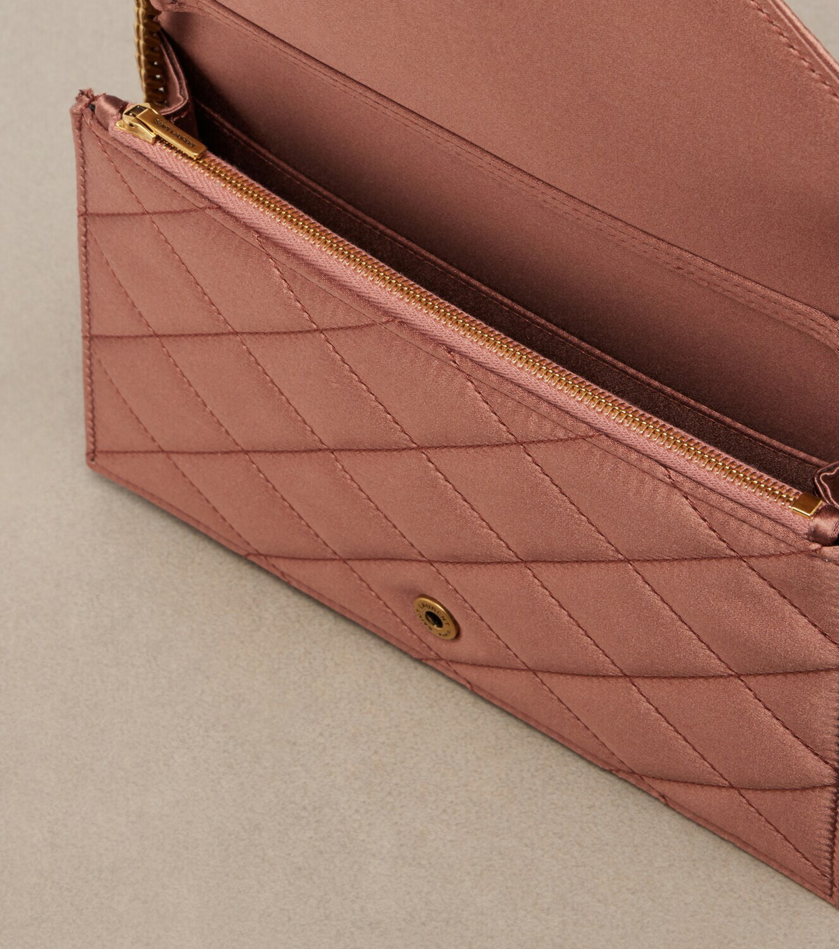 Saint Laurent Paris Mini satin wallet on chain