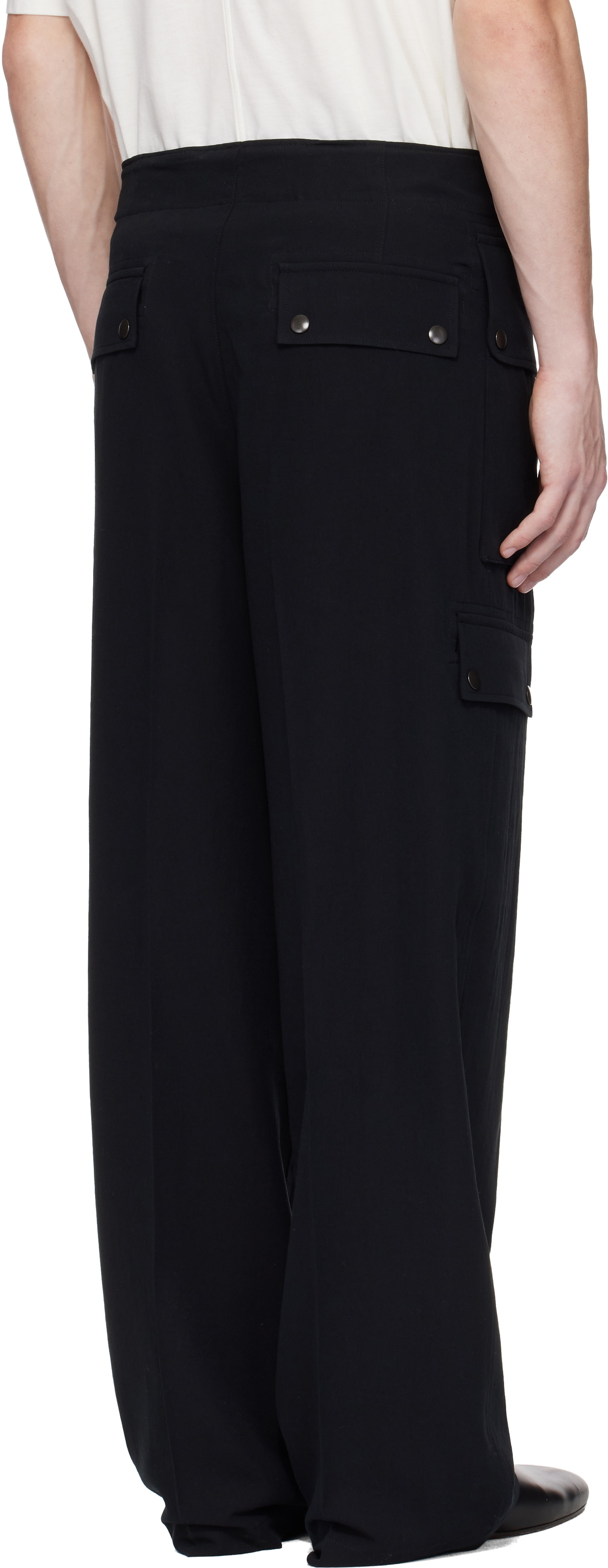 AURALEE Black Light Cotton Wool Viyella Cargo Pants Auralee