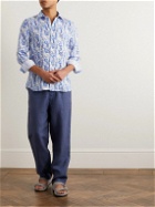 120% - Slim-Fit Floral-Print Linen Shirt - Blue