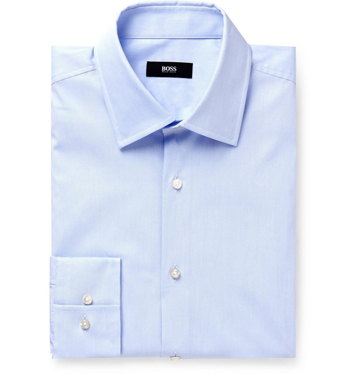 Photo: HUGO BOSS - Jango Slim-Fit Cotton-Blend Piqué Shirt - Blue