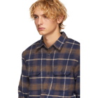 John Elliott Navy Check Quilted Lining Shirt