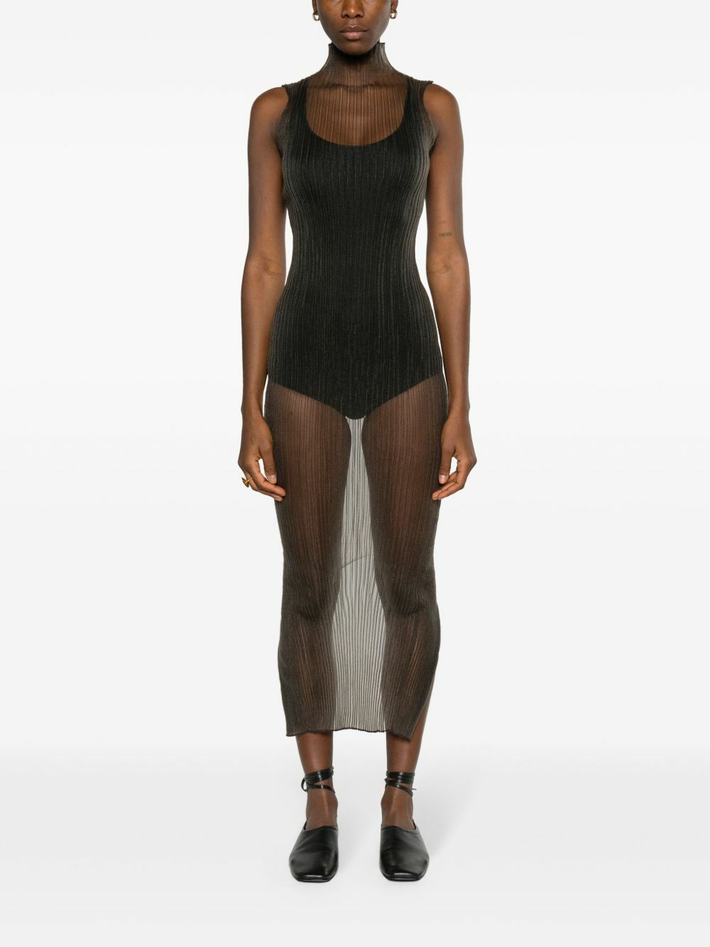 AISLING CAMPS Grey Modern Mist Sheer Midi Dress