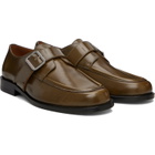 Marni Khaki Shaded Leather Buckle Monkstraps