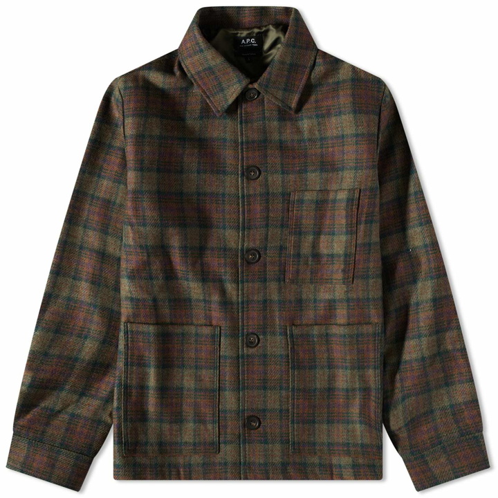 Photo: A.P.C. Men's Emile Checked Wool Chore Jacket in Brown