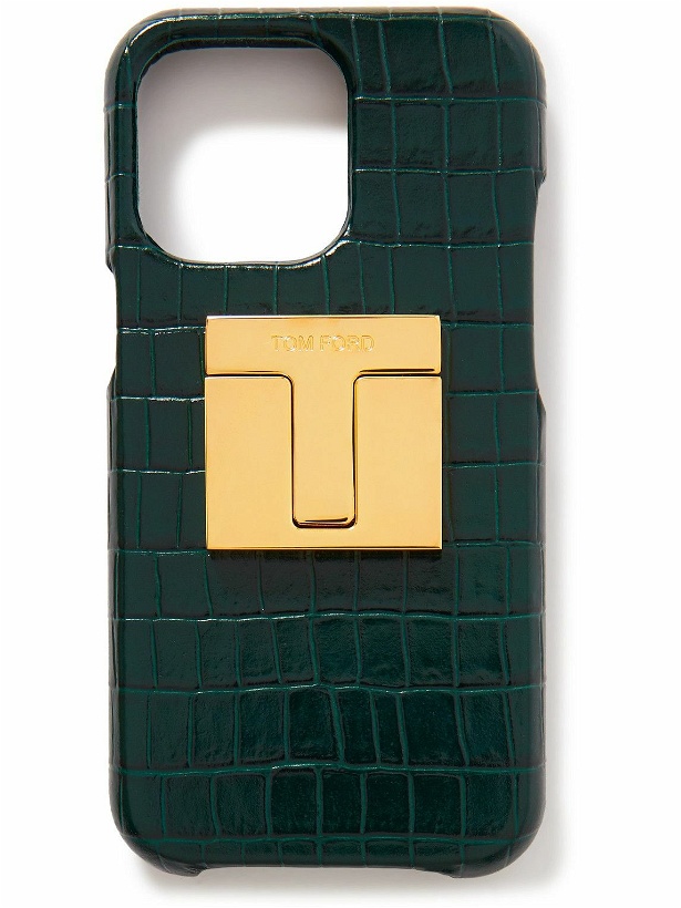 Photo: TOM FORD - Logo-Embellished Croc-Effect Leather iPhone 13 Pro Case