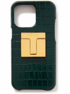 TOM FORD - Logo-Embellished Croc-Effect Leather iPhone 13 Pro Case