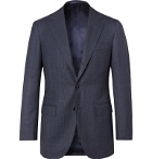 Beams F - Navy Prince of Wales Checked Wool Suit Jacket - Blue