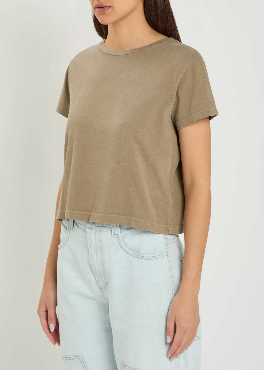 Agolde Adine Shrunken Cotton T-shirt Light Brown