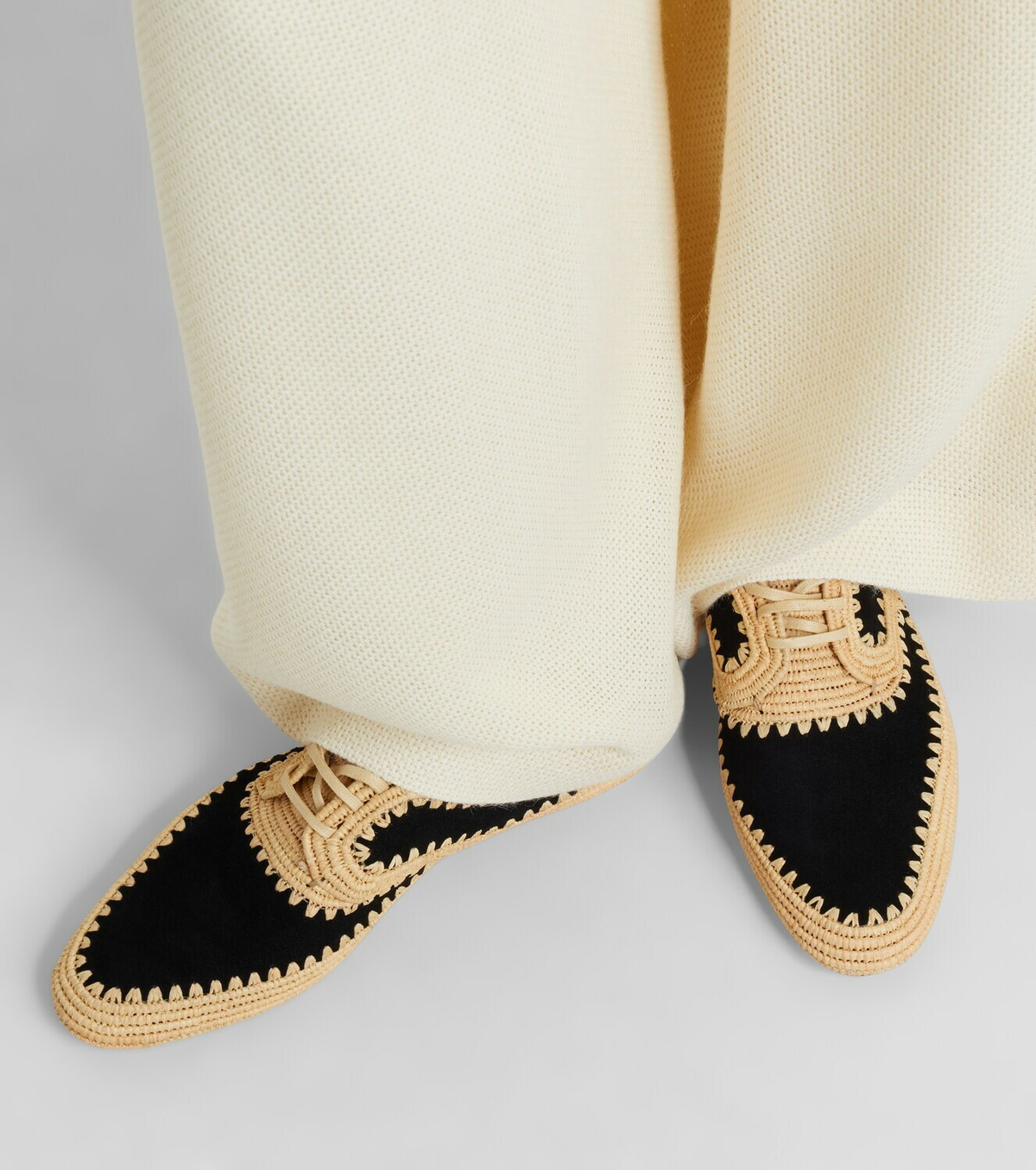 Gabriela Hearst Strength raffia and suede Derby shoes