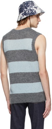 Erdem Grey & Blue Mohair Ethan Vest