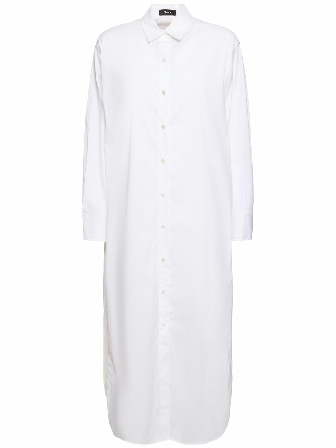 THEORY Cotton Blend Poplin Midi Shirt Dress Theory